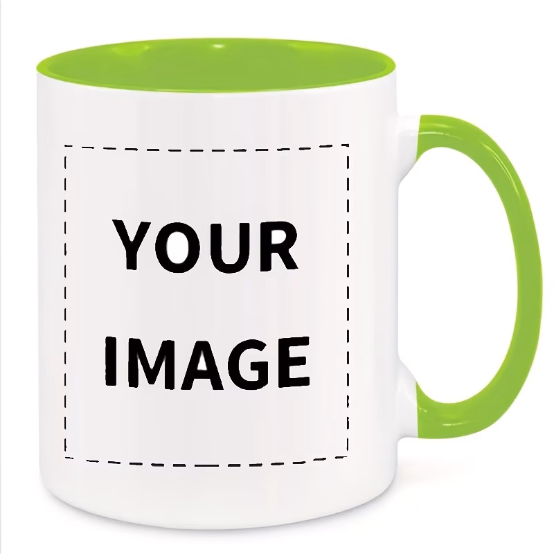 Customizable Photo Coffee Mug - Shiny Cup for Home, Workplace, Or Gifting - Sturdy & Easy-To-Clean White Liner Handle - Personalized Text/Image/Logo