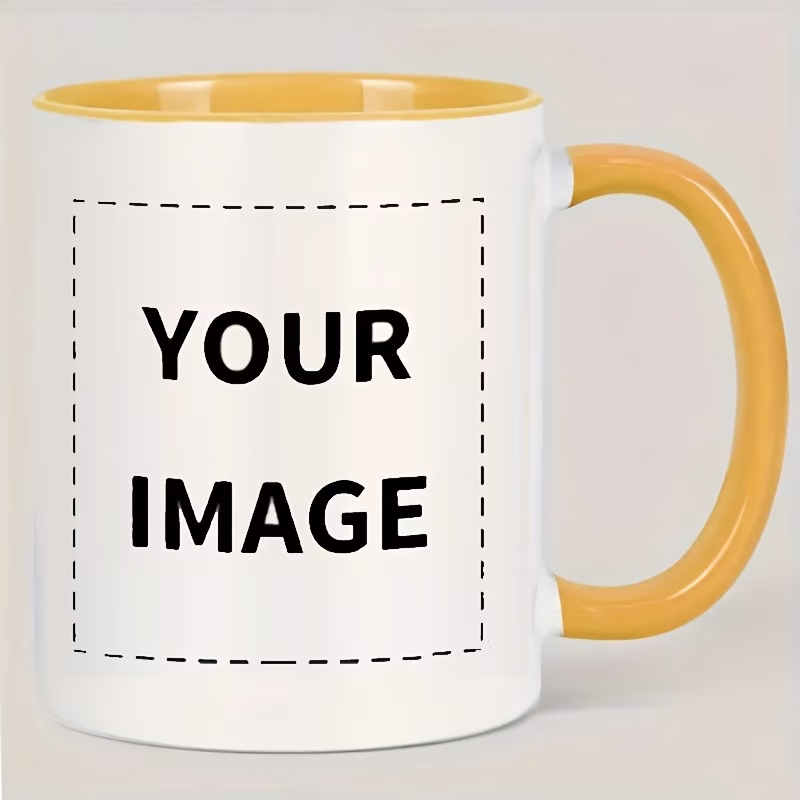Customizable Photo Coffee Mug - Shiny Cup for Home, Workplace, Or Gifting - Sturdy & Easy-To-Clean White Liner Handle - Personalized Text/Image/Logo
