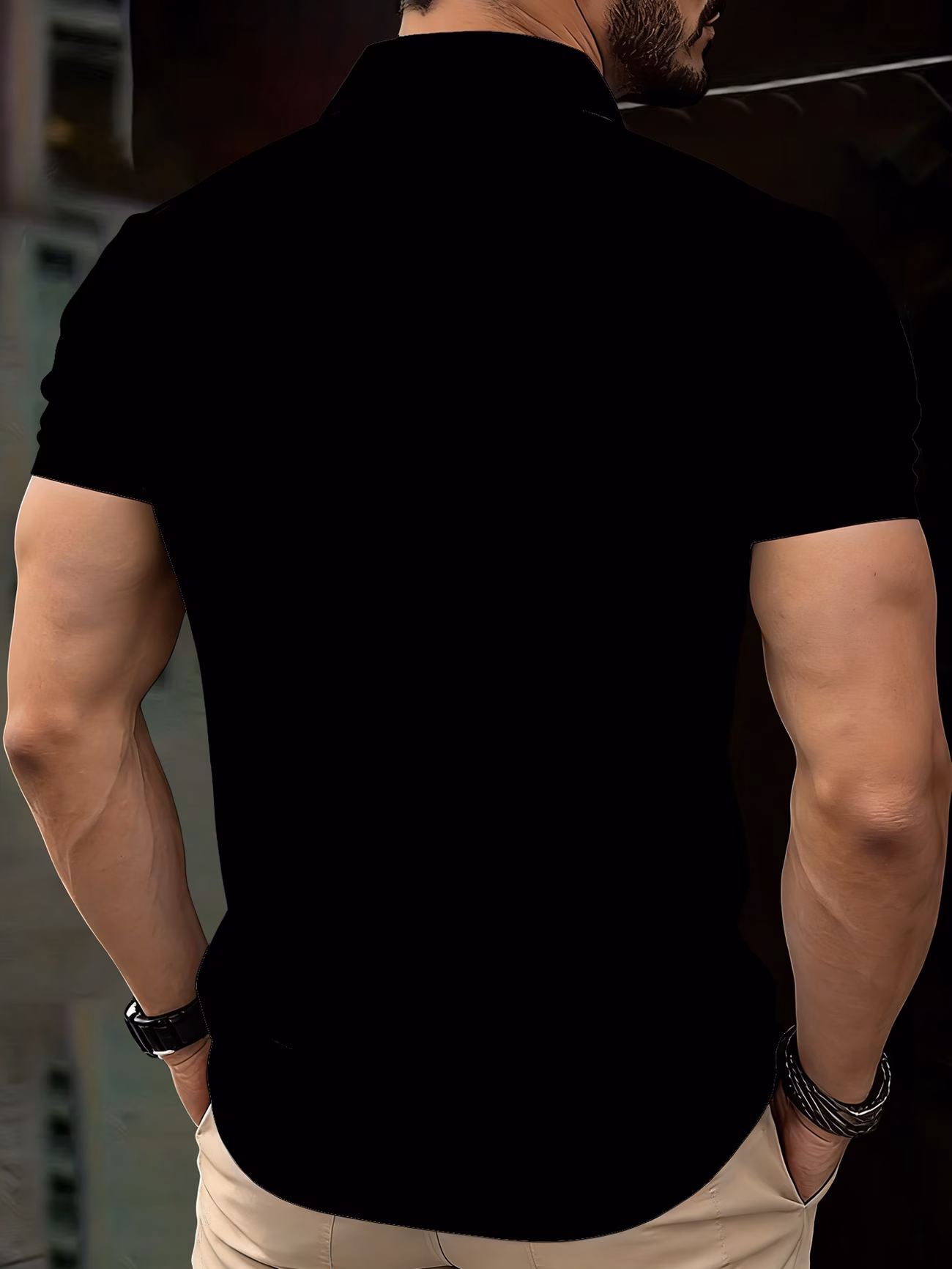 Men's Zip Polo Shirt Short Sleeve Summer Trendy Lion Print Collar T-Shirt Business Casual Slim Fit Men's Top Women's Clothing